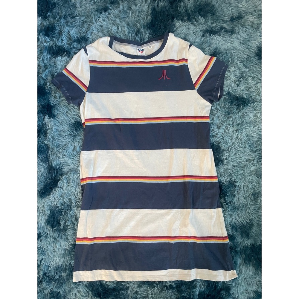 Junk Food Atari‎ Striped T-Shirt Dress Retro Gamer Graphic XXL